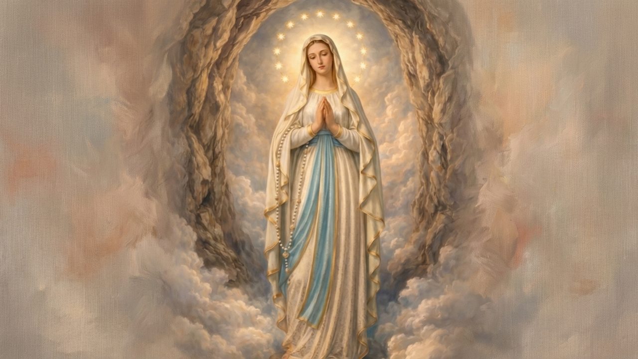 Christian Frame TV Art, Jesus Religious Oil Painting (Virgin Mary in Prayer)