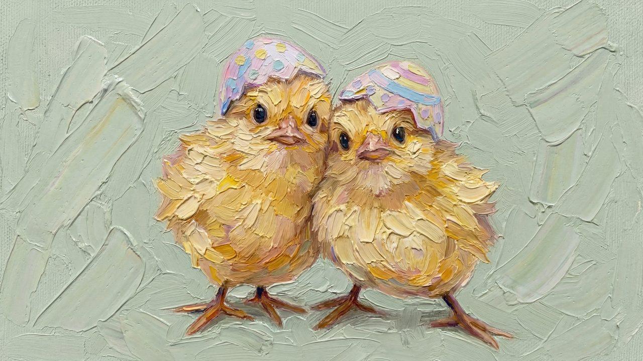 Vintage Easter Baby Chicks Frame Tv Art, Spring Oil Painting Samsung Frame Tv, Cute Chickens Tv Screensaver, 4K Art