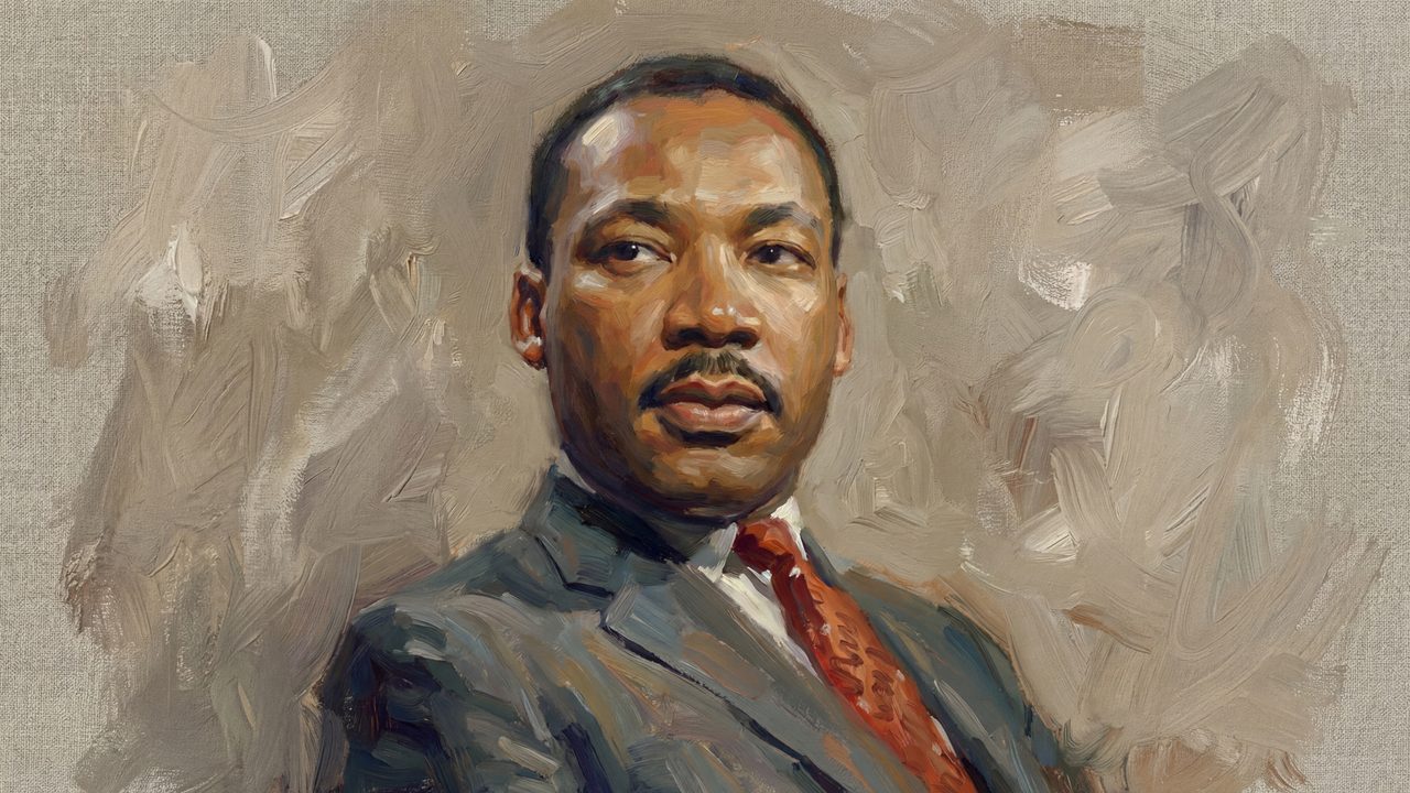 Martin Luther King Jr. Day Frame TV Art, Historical Portrait Oil Painting (Martin Luther King Jr Portrait 2)