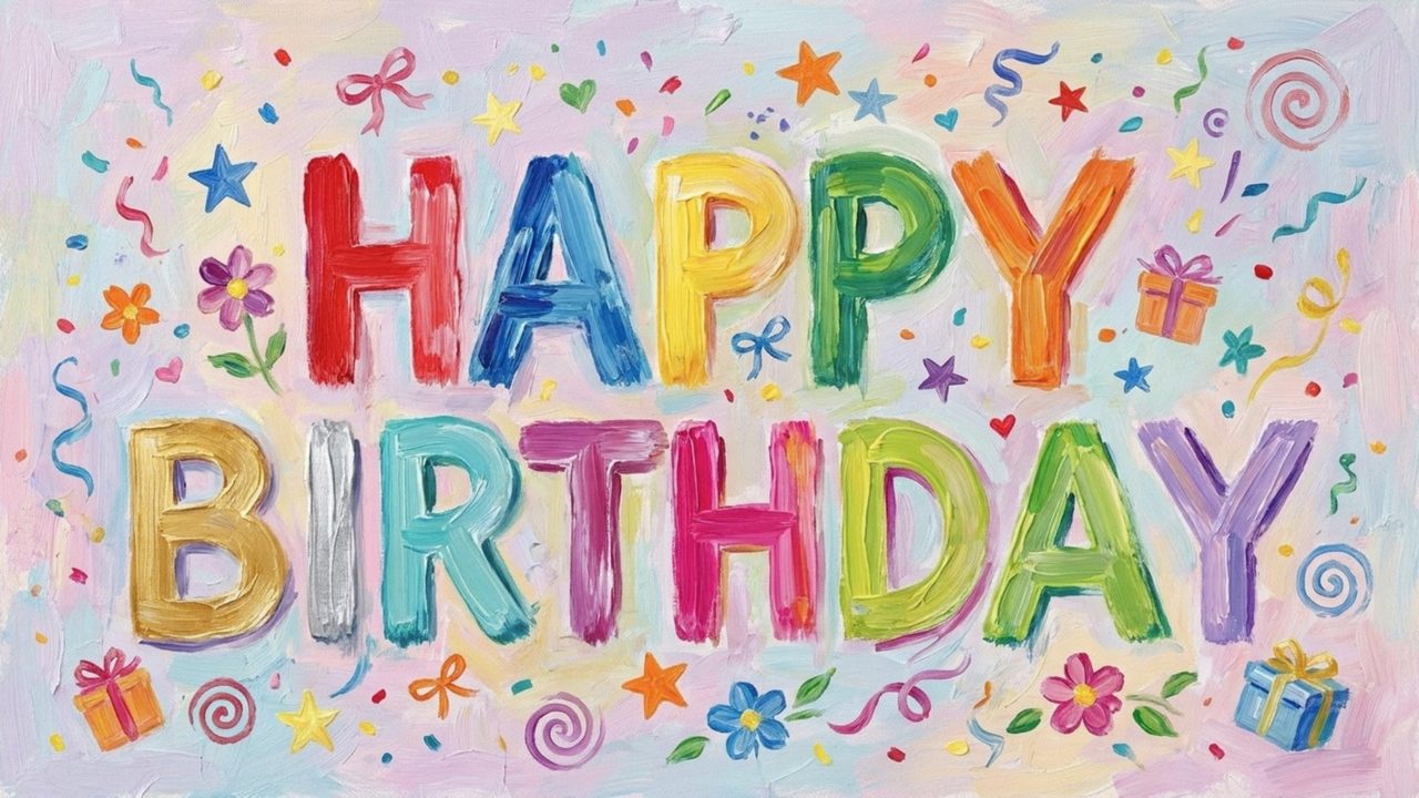 Happy Birthday Frame TV Art, Colorful Party TV Background (Colorful Happy Birthday Letters 2)