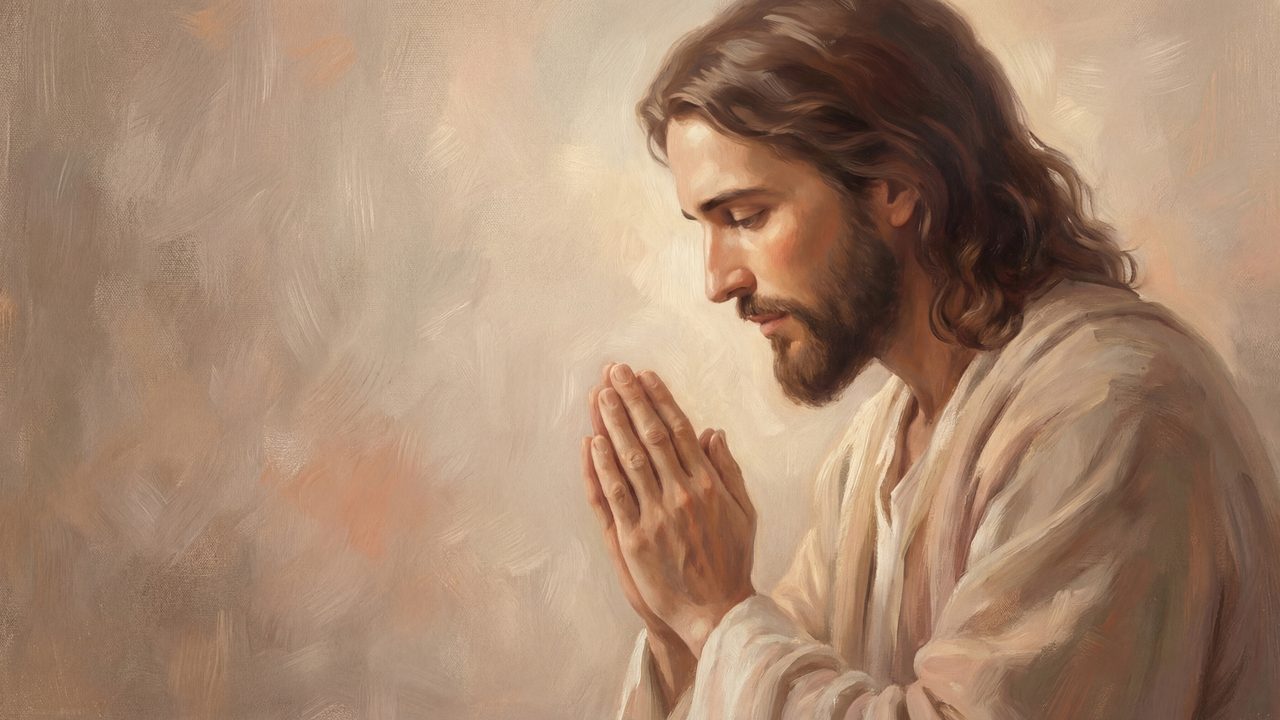 Christian Frame TV Art, Jesus Religious Oil Painting (Jesus in Prayer)